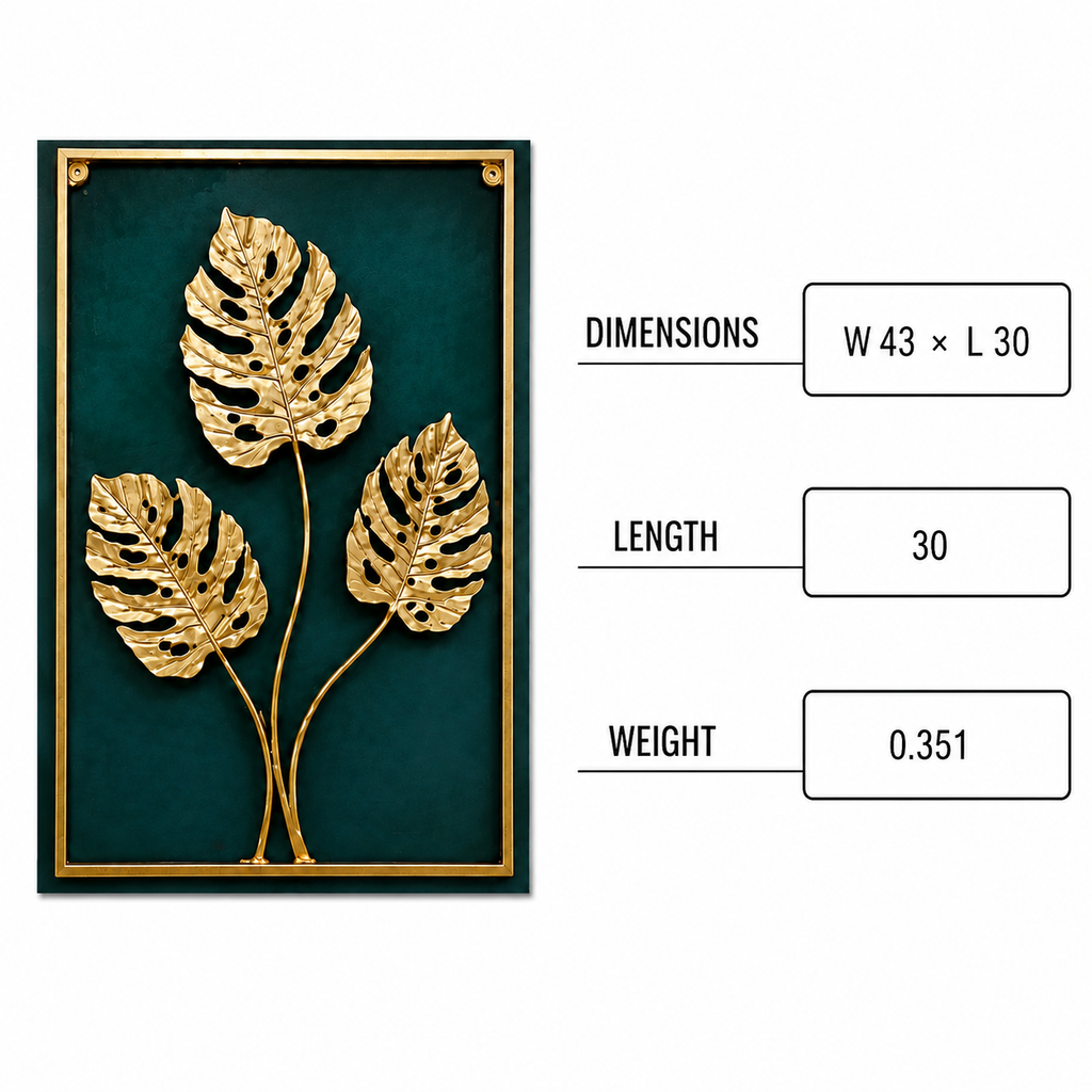 Golden Monstera Leaves Metal Wall Art(YM1032)