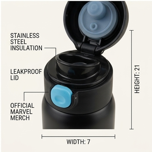 Black Kids Sipper Bottle 500ml (YM1509)