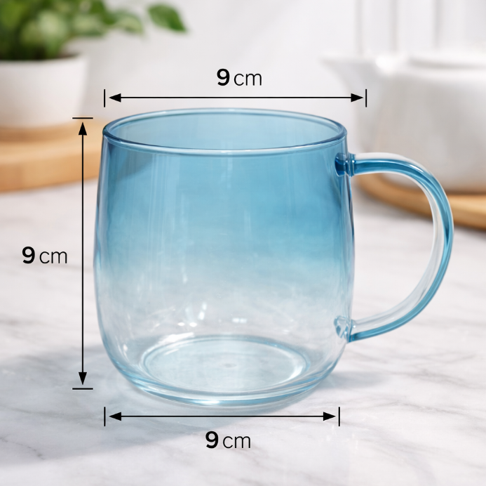 Premium Blue Transparent Glass Mug (YM1571)