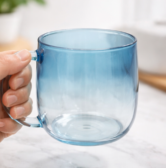 Premium Blue Transparent Glass Mug (YM1571)