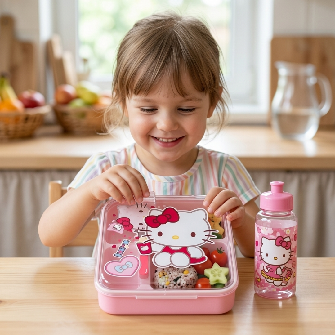 Pink Kids Lunch Set with Tiffin Box & Water Bottle (YM2176)