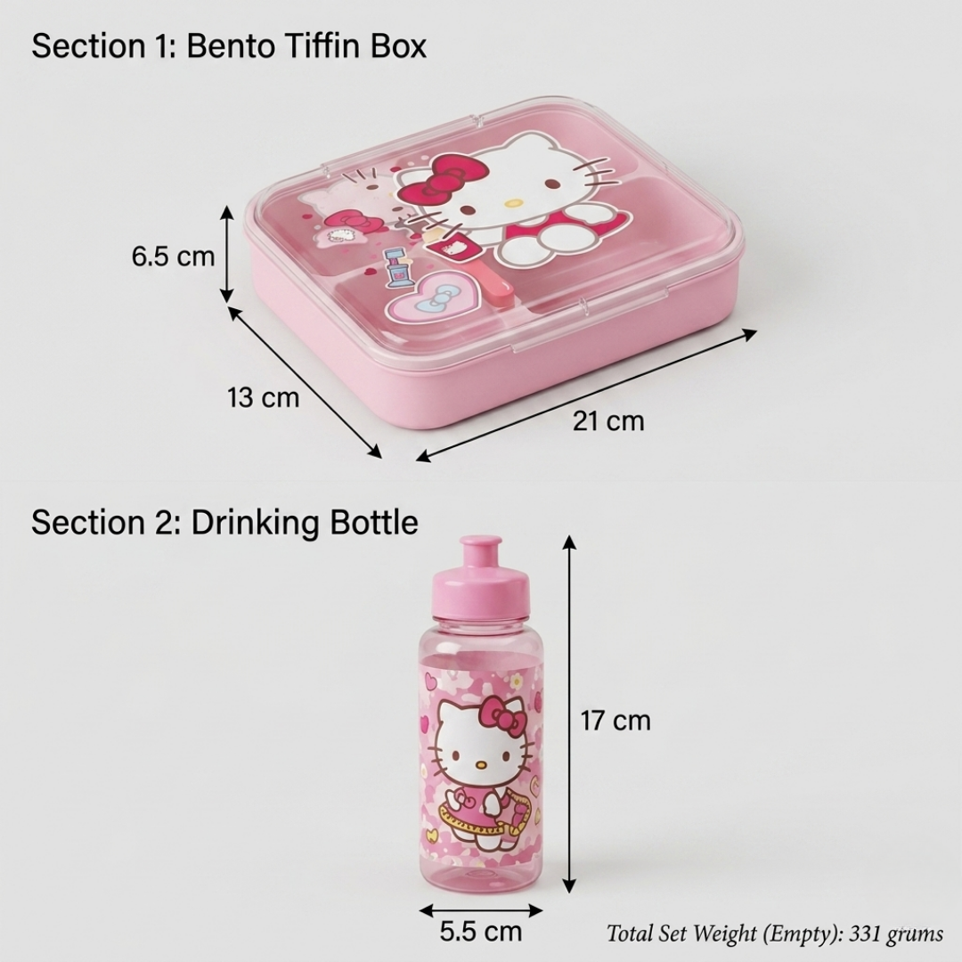 Pink Kids Lunch Set with Tiffin Box & Water Bottle (YM2176)