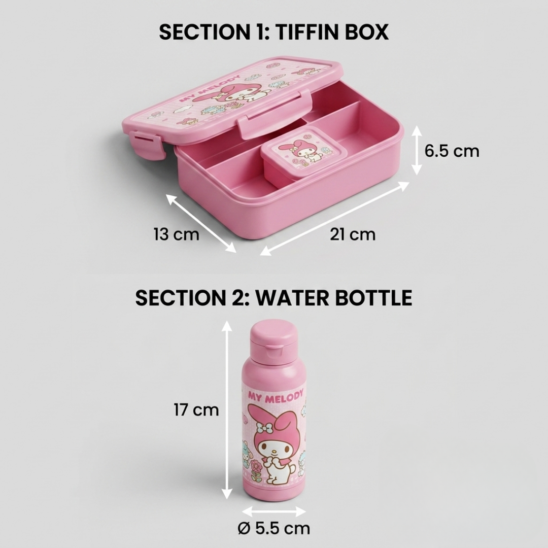Kids Lunch Set with Tiffin Box & Water Bottle - Pink (YM2176)