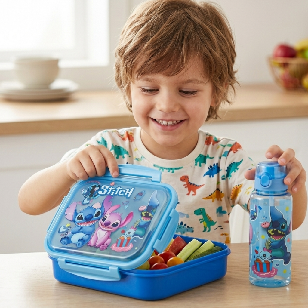 Kids Lunch Set with Tiffin Box & Water Bottle - Blue (YM2176)