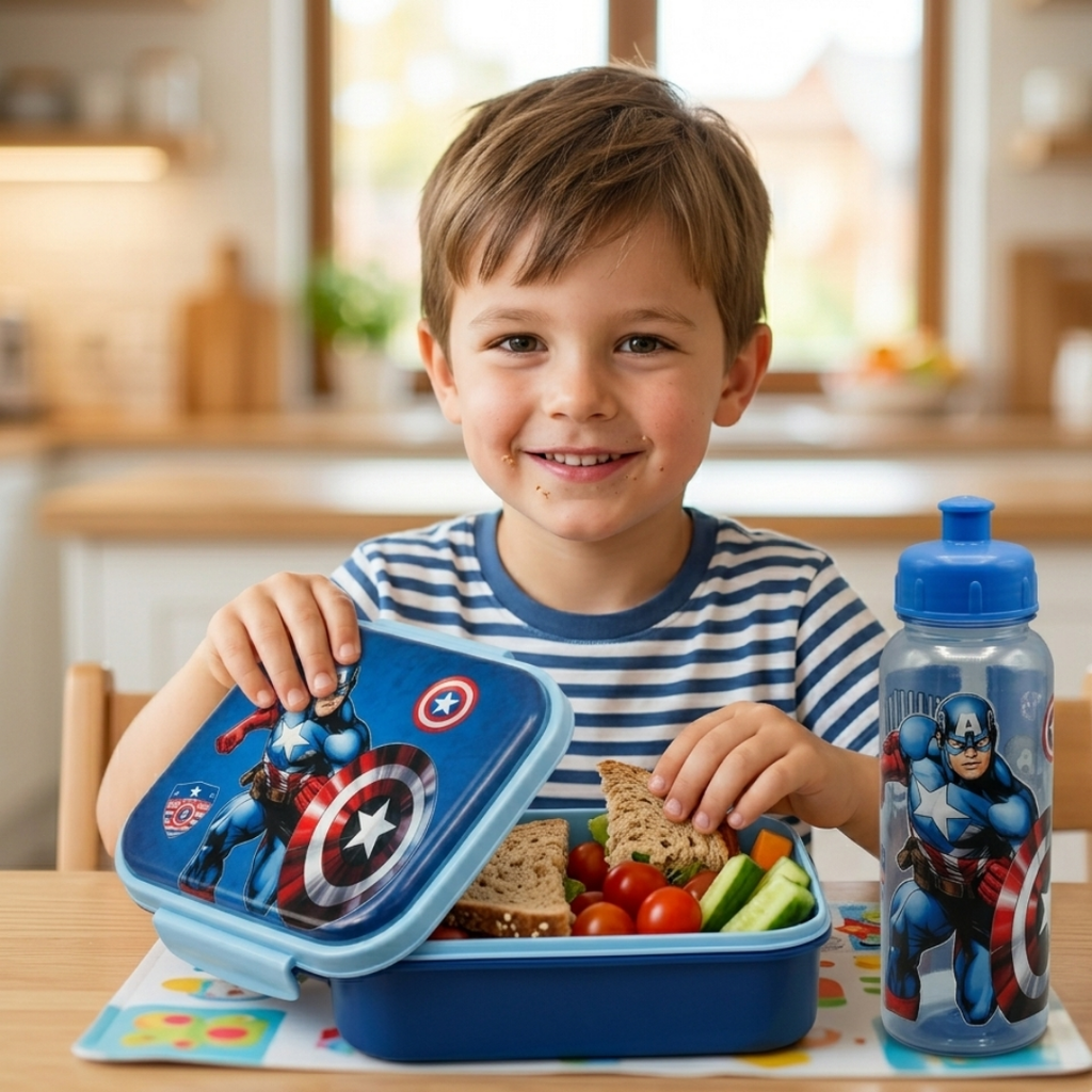 Blue Kids Lunch Set with Tiffin Box & Water Bottle (YM2176)