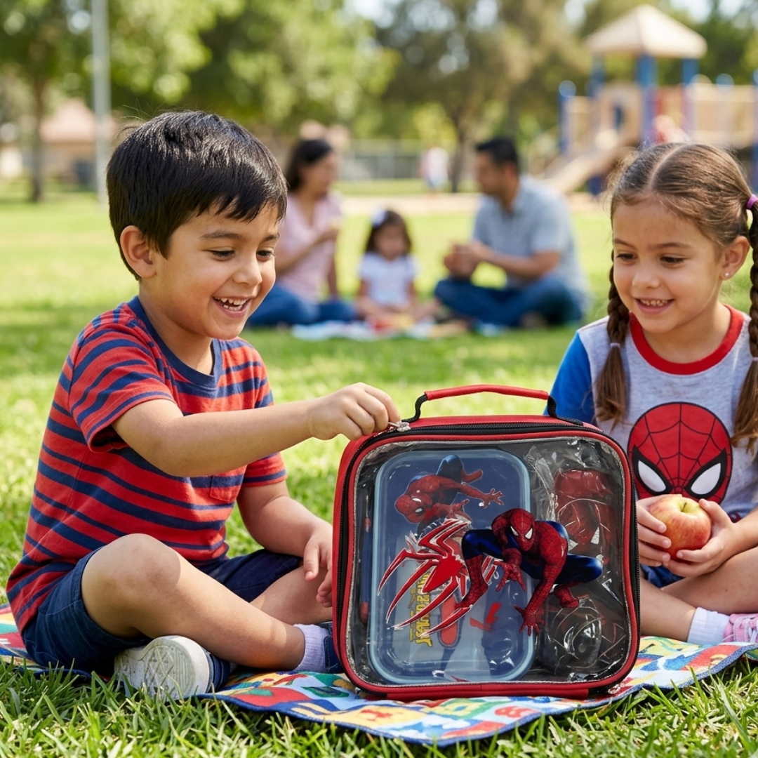 Kids Lunch Set with Tiffin Box & Water Bottle - Red (YM2176)