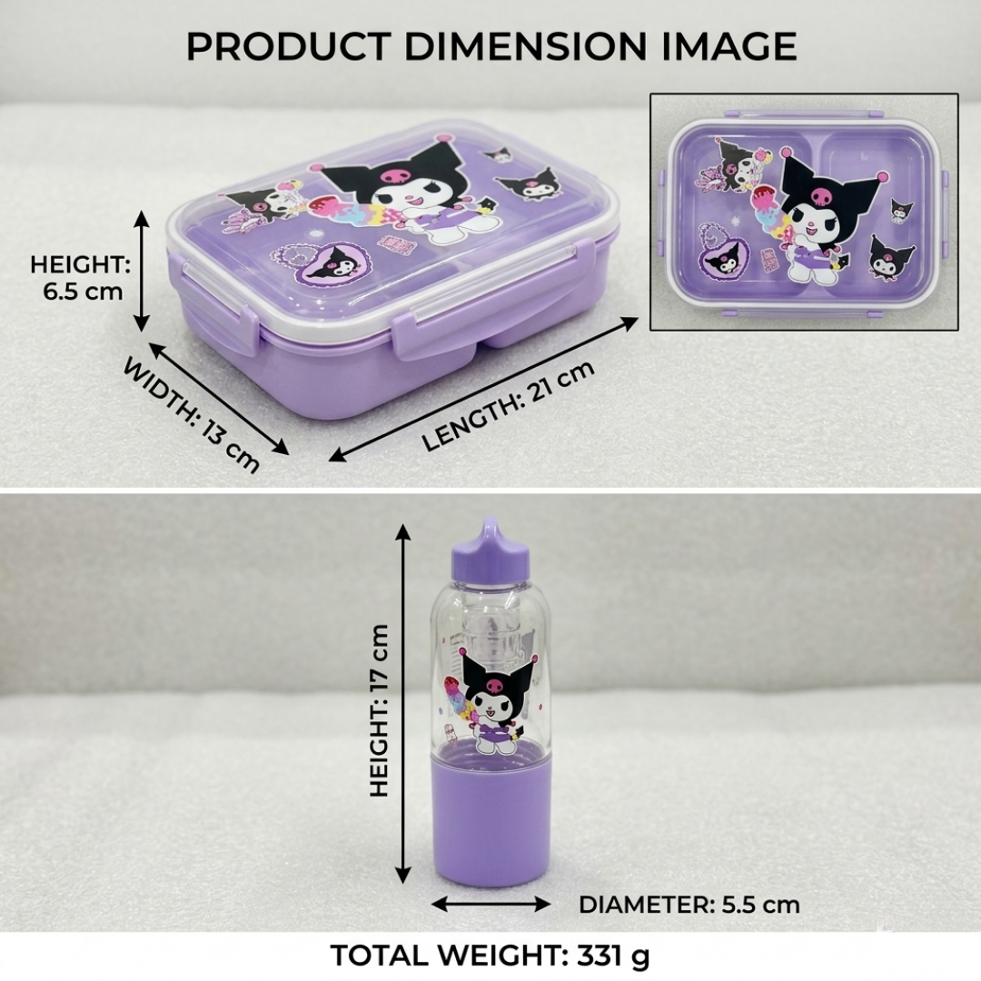 Purple Kids Lunch Set with Tiffin Box & Water Bottle (YM2176)