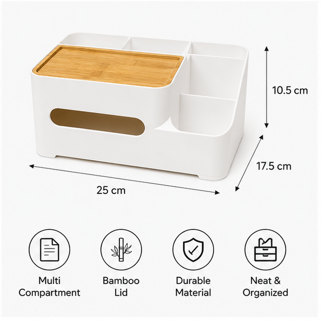 White Plastic Tissue Box Holder Organizer (YM481)