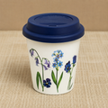 Floral Coffee Tumbler with Lid – Dark Blue (YM2856)