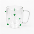 Green Dotted Glass Cup for Daily Beverages (YM1691)