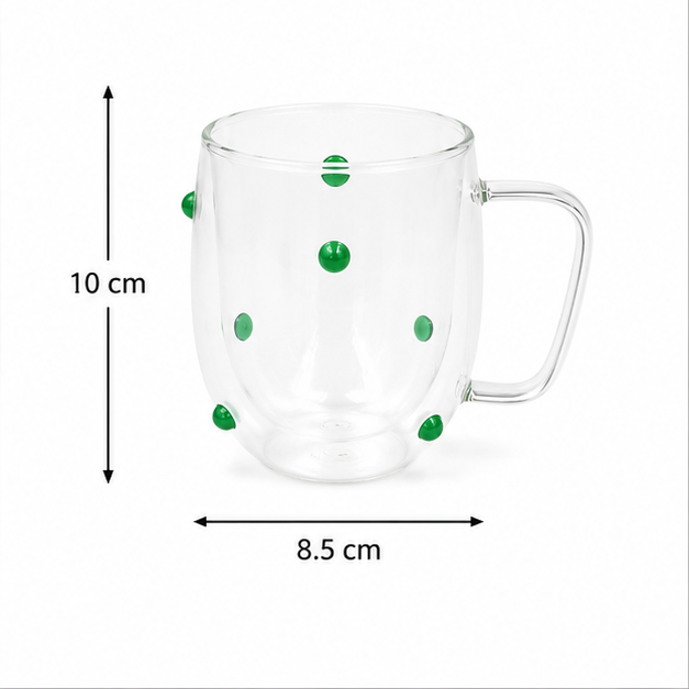 Green Dotted Glass Cup for Daily Beverages (YM1691)
