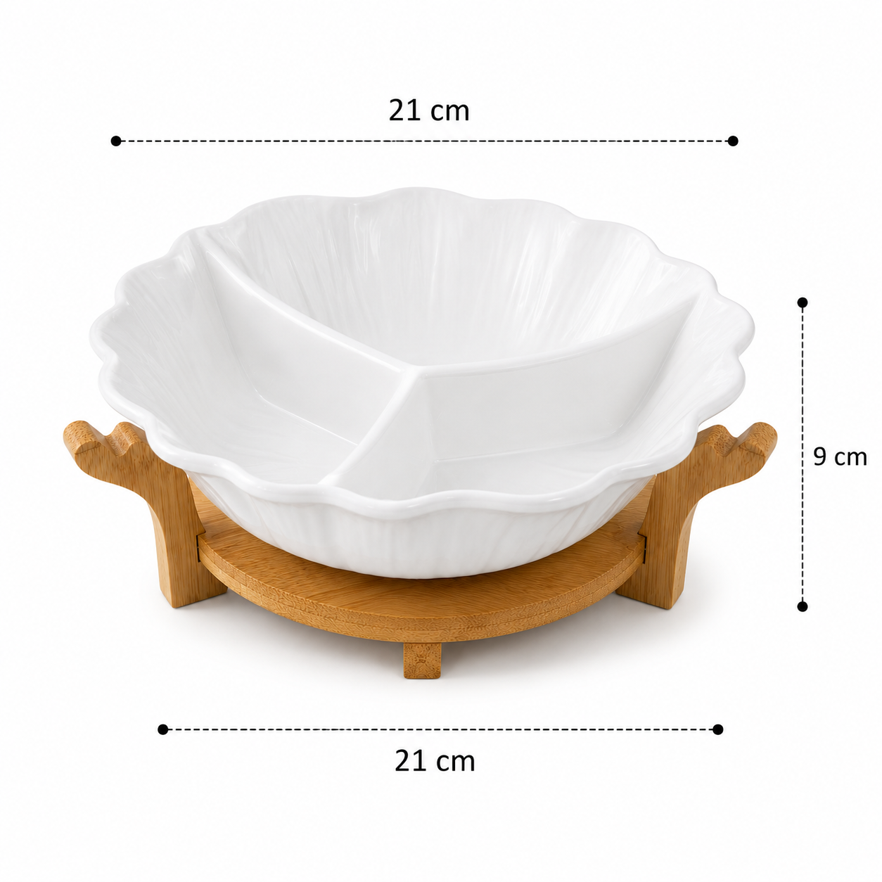 Elegant 3-Partition Serving Tray – White (YM1785)