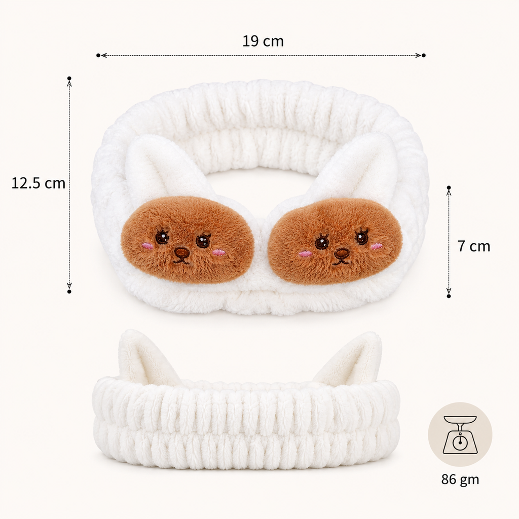 Cozy Bunny Spa Hair Band – White (YM744)