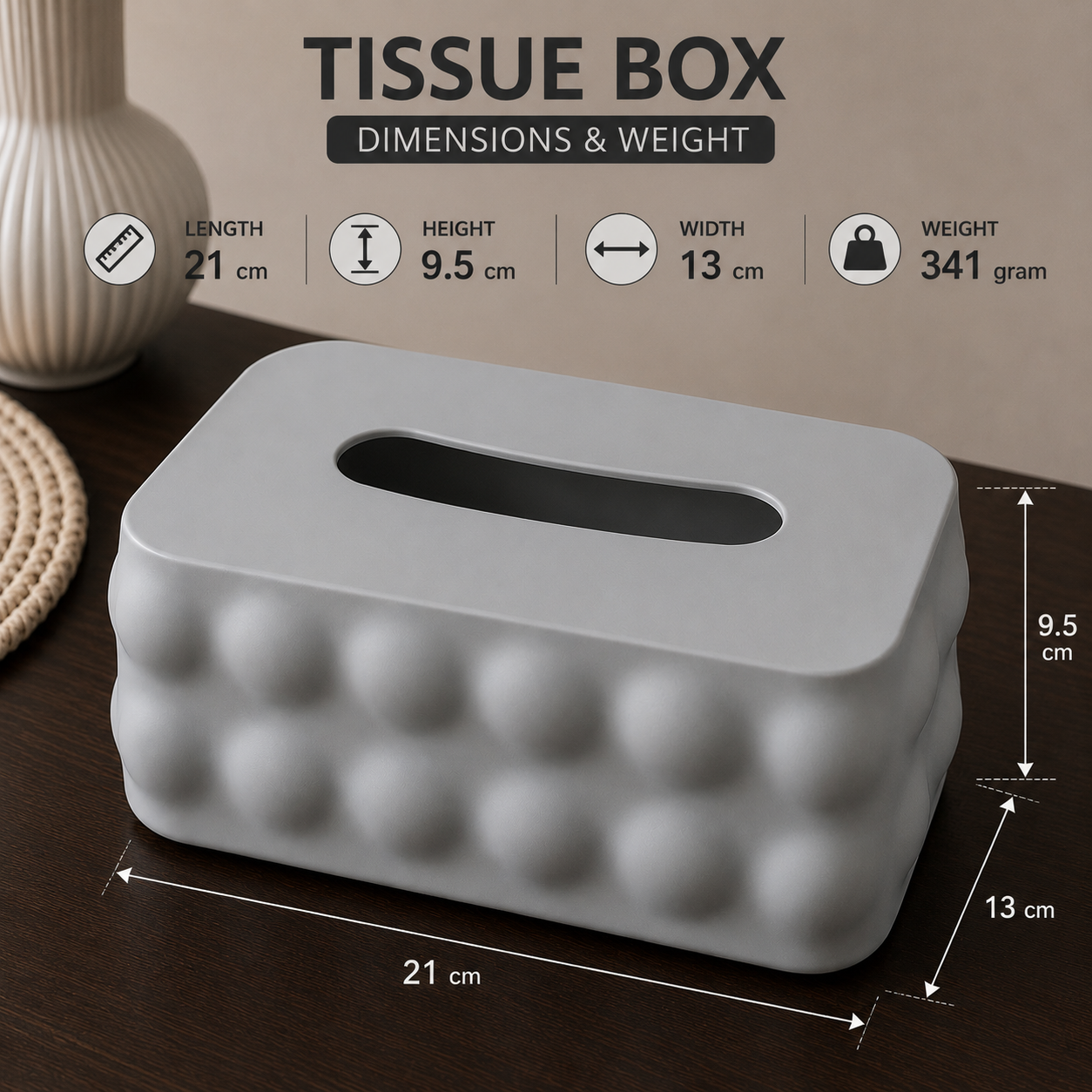 Grey Tissue Box Holder(YM2713)