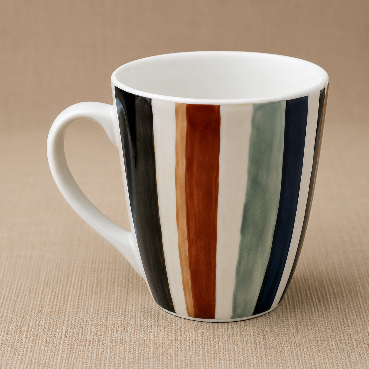 Multicolor Vertical Stripe Ceramic Coffee Mug (YM2841)