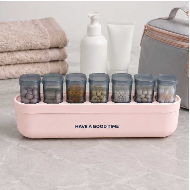 Pink 7 Compartment Pill Organizer Box (YM2177)