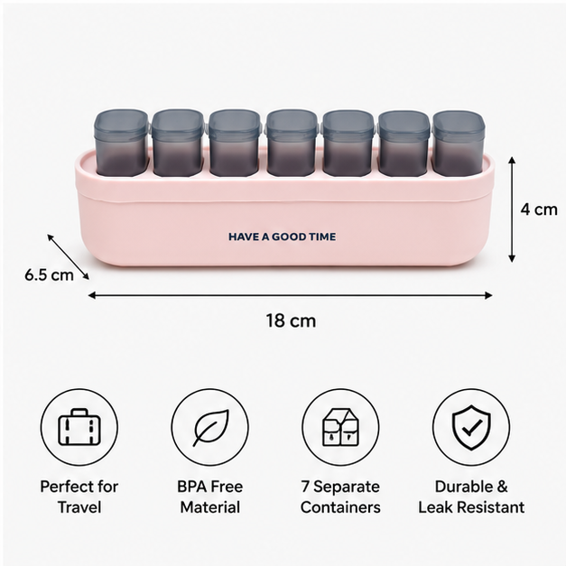 Pink 7 Compartment Pill Organizer Box (YM2177)