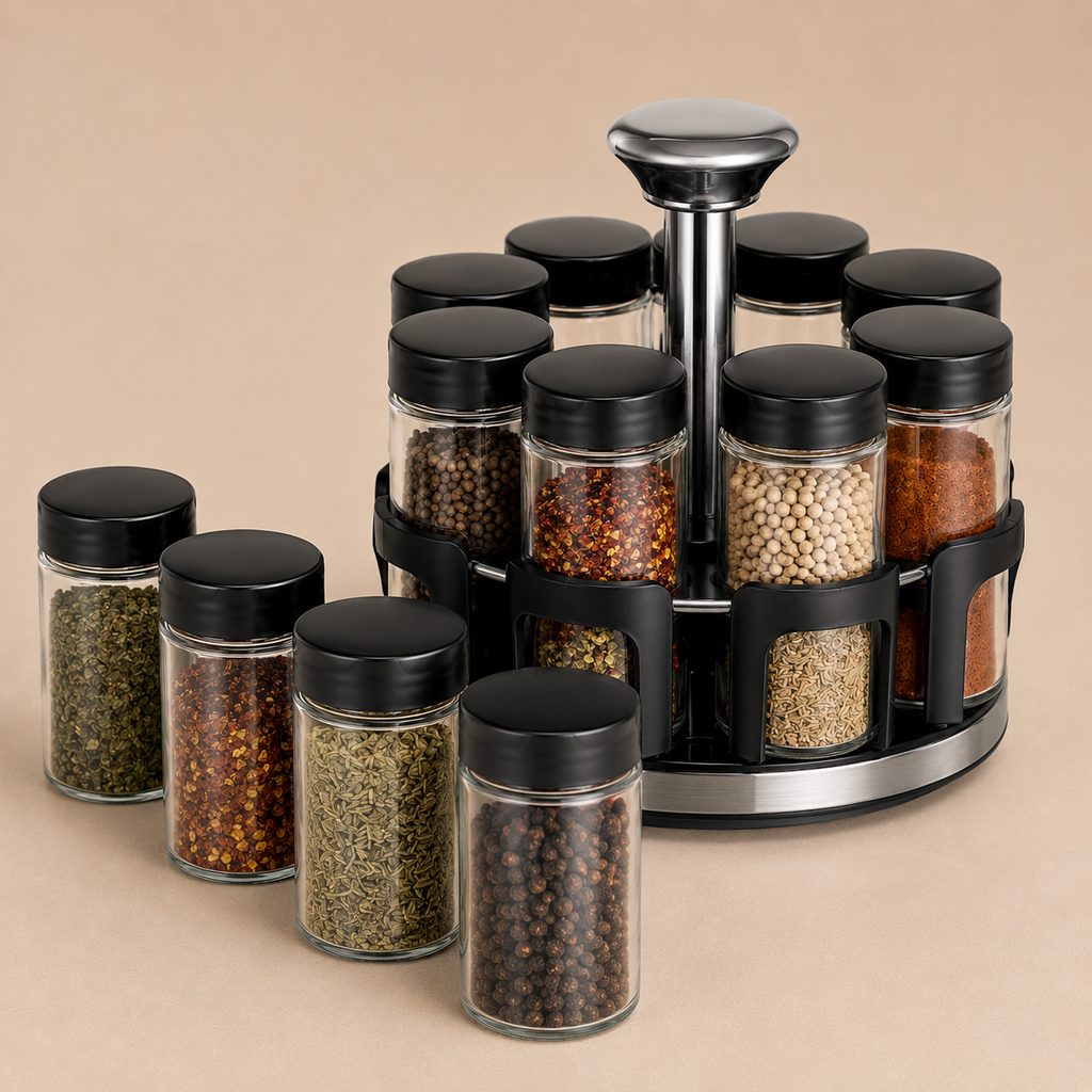 Glass Seasoning Organizer Set of 4 (YM065)