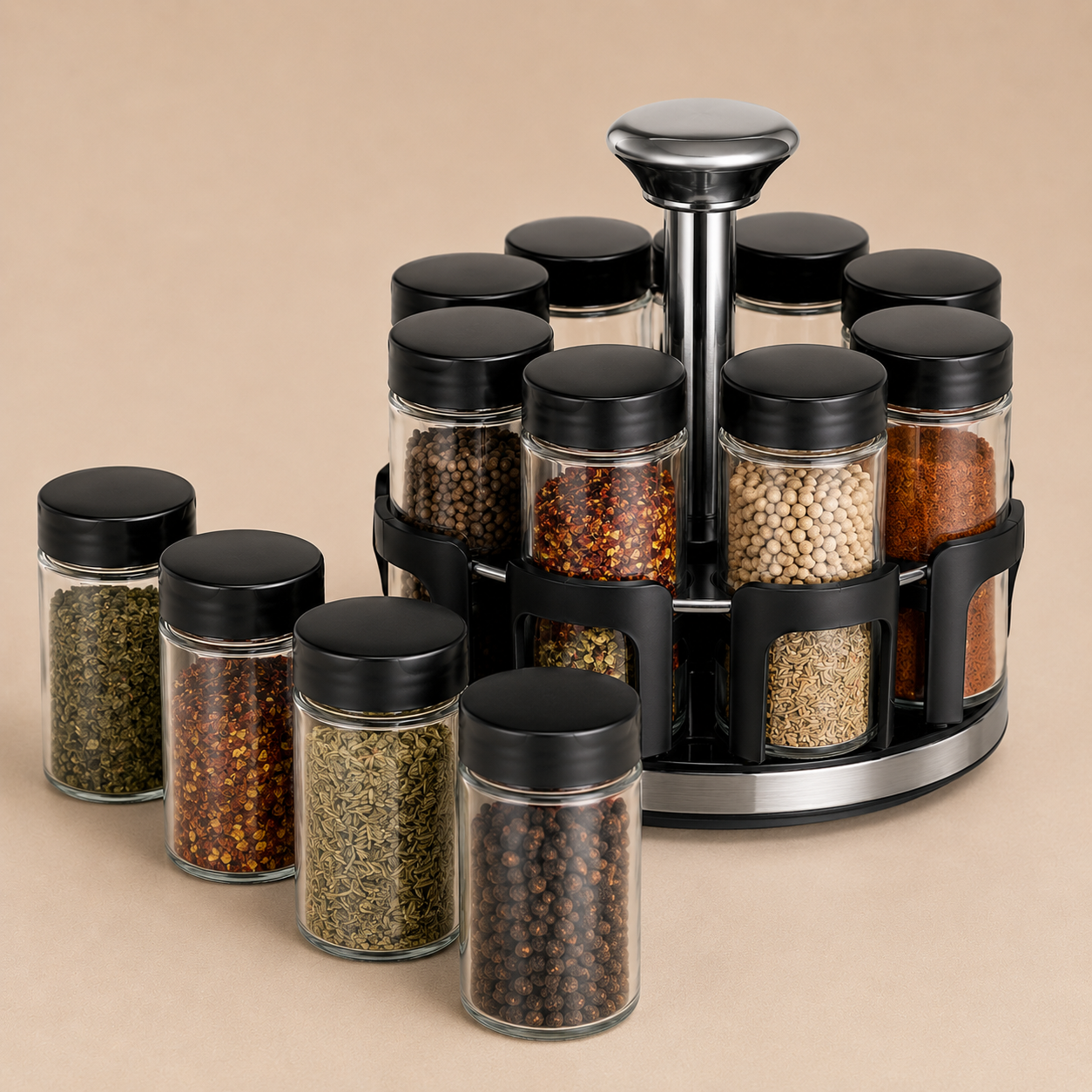 Glass Seasoning Organizer Set of 4 (YM065)