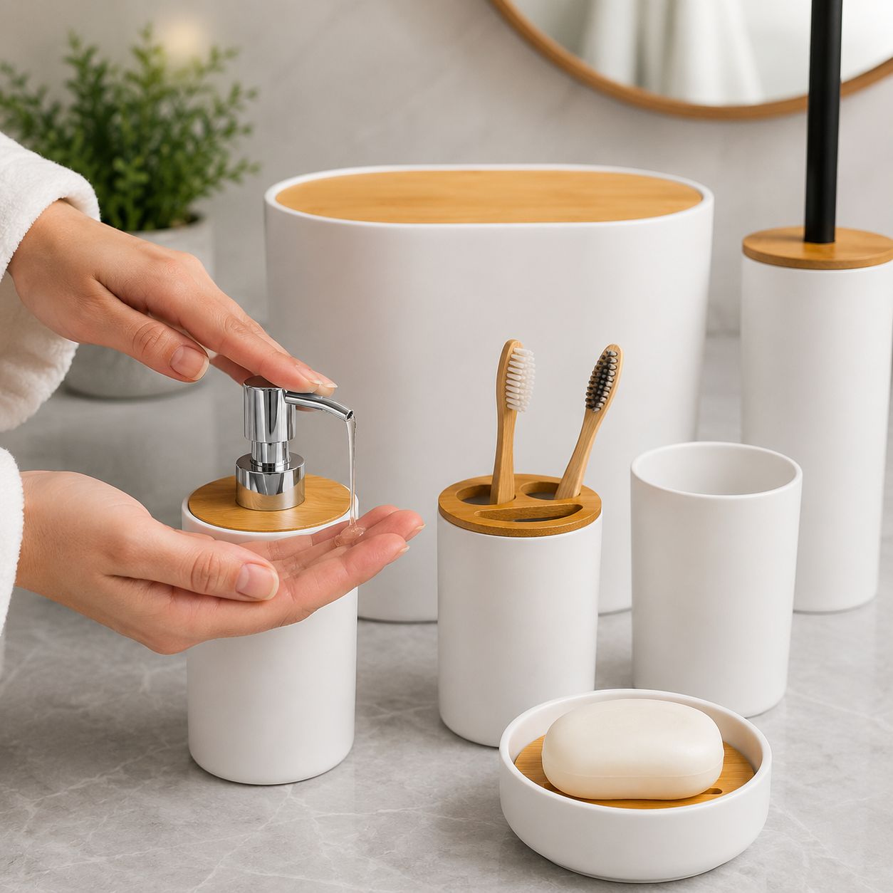 Bath Essentials Set 6pc White (YM257)