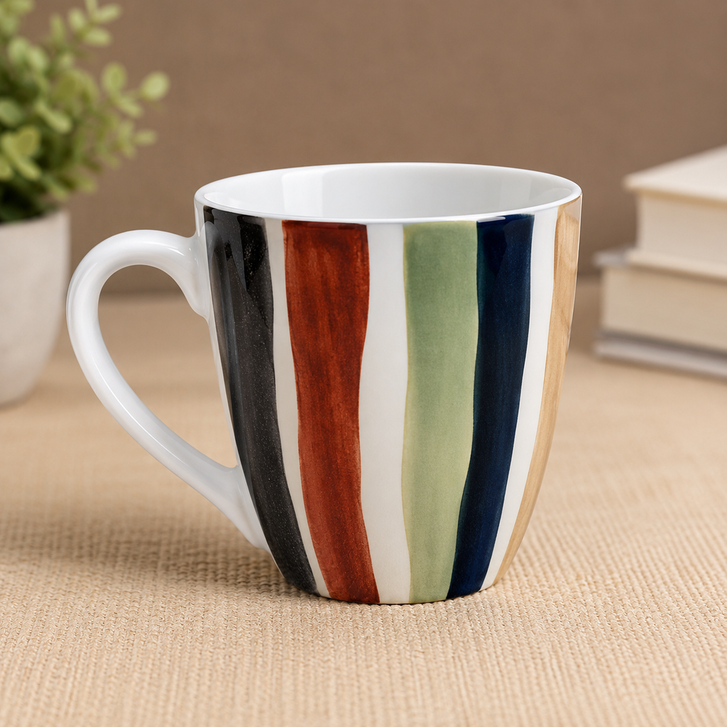 Multicolor Vertical Stripe Ceramic Coffee Mug (YM2841)