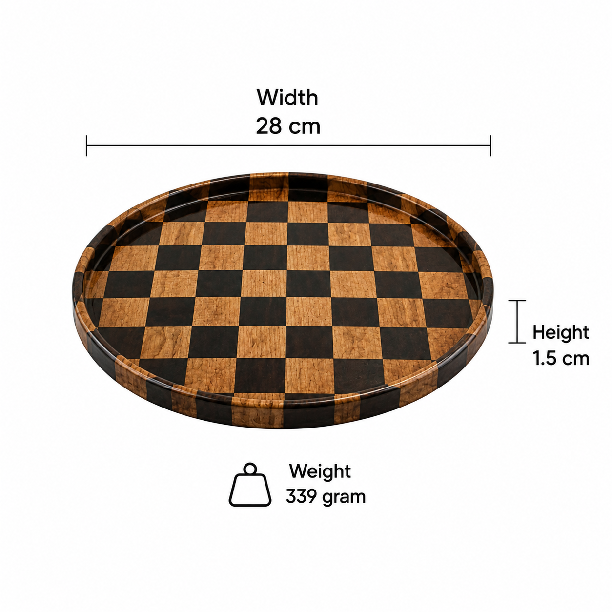 Round Chequered  Wooden Tray(YM2427)