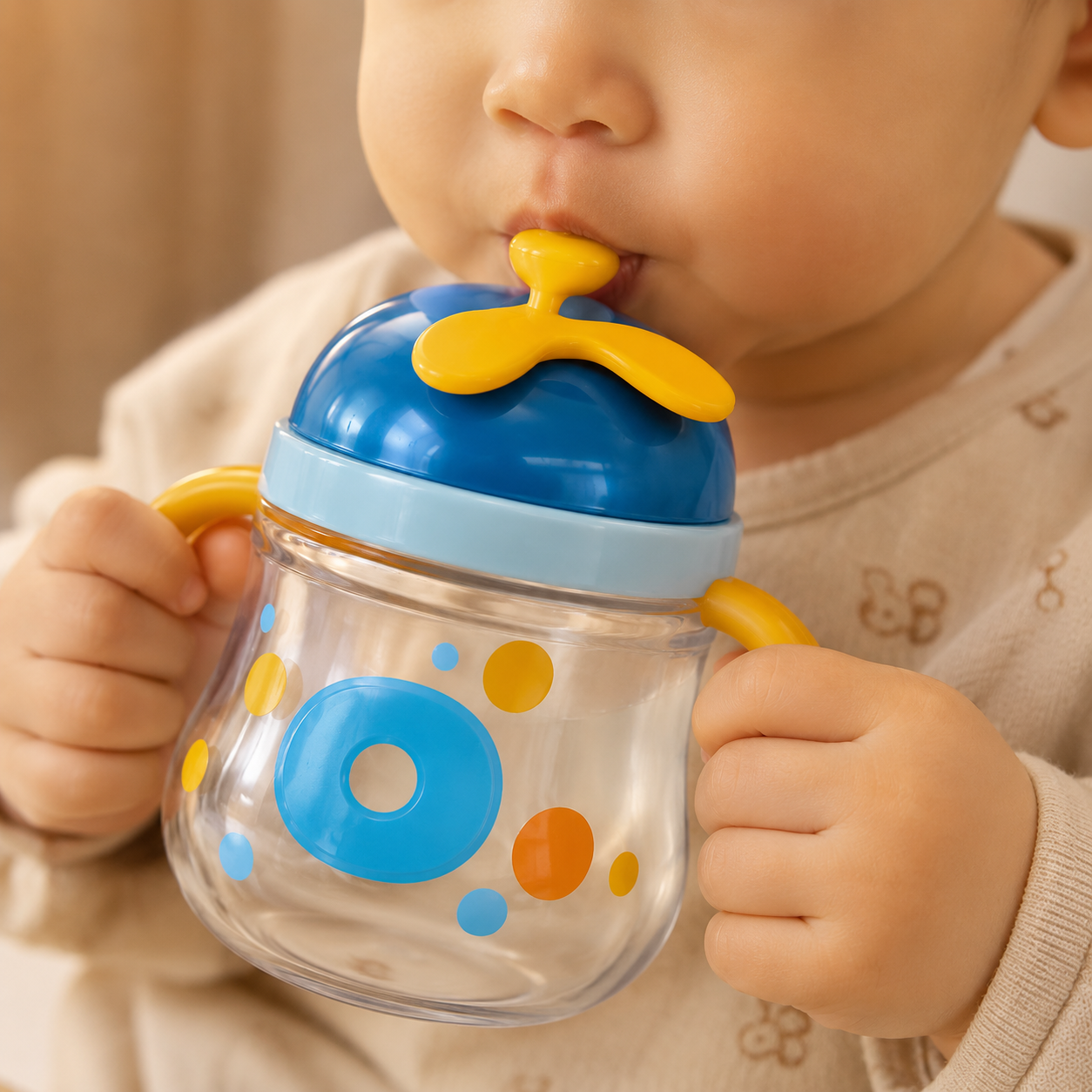 Blue Kids Water Bottle with Dual Handles(YM495)
