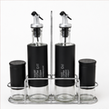 Black Glass Seasoning Jar Set with Stand (YM079)