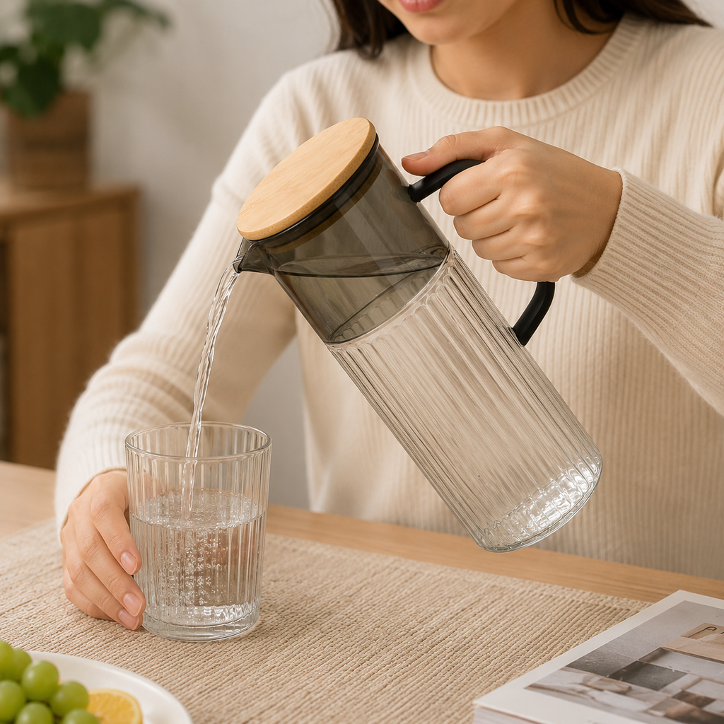Glass Ribbed Water Pitcher(YM1701)