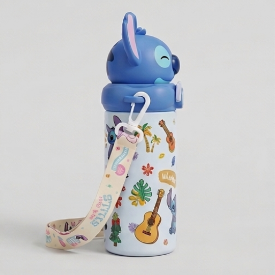 Blue Stitch Kids Sipper Bottle with Carry Strap (YM1518)