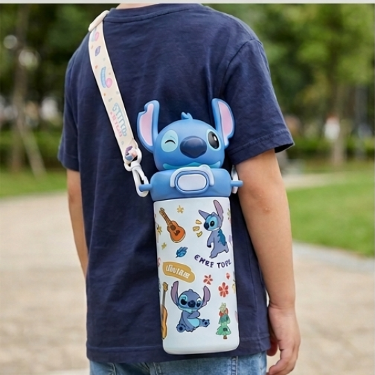 Blue Stitch Kids Sipper Bottle with Carry Strap (YM1518)