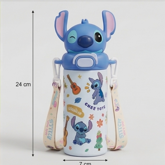 Blue Stitch Kids Sipper Bottle with Carry Strap (YM1518)