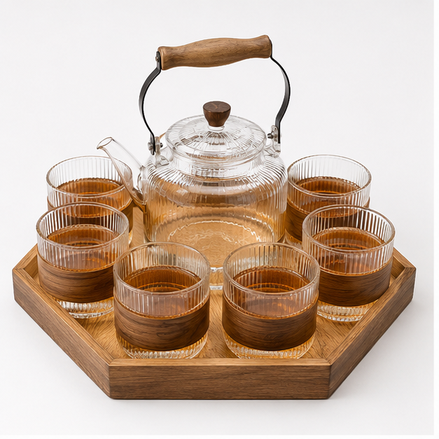 Glass Tea Pot & Cup Serving Set (YM2394)