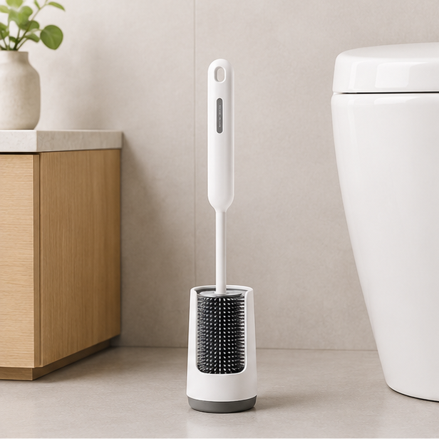 White Plastic Cleaning Brush for Bathroom Use(RB-E24029WH)