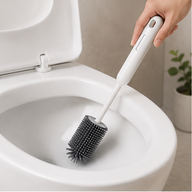 White Plastic Cleaning Brush for Bathroom Use(RB-E24029WH)