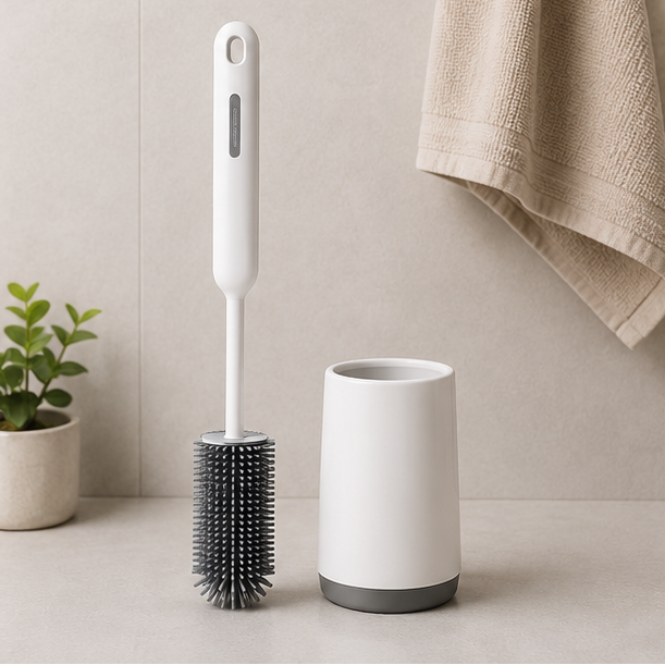 White Plastic Cleaning Brush for Bathroom Use(RB-E24029WH)