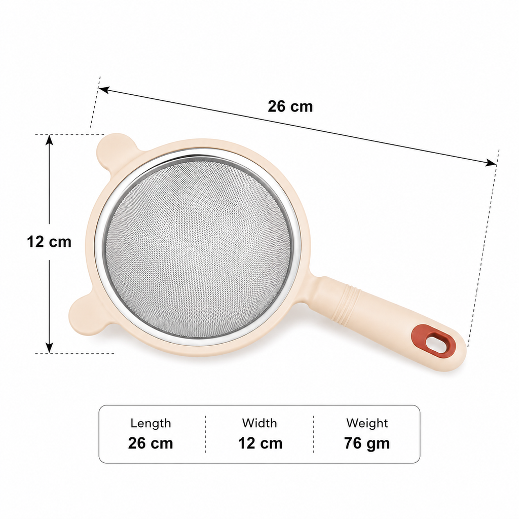 Beige Elite Fine Mesh Hand Strainer (YM1365)