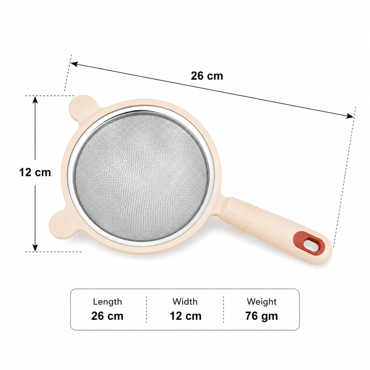 Beige Elite Fine Mesh Hand Strainer (YM1365)