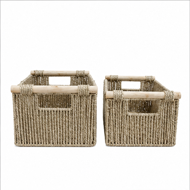 Jute Style Laundry Basket Set of 2 (YM920)