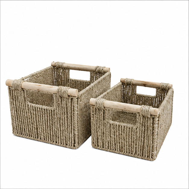 Jute Style Laundry Basket Set of 2 (YM920)