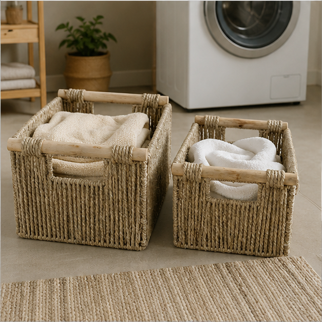 Jute Style Laundry Basket Set of 2 (YM920)