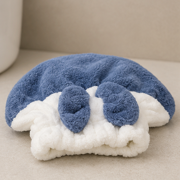 Blue Cute Microfiber Hair Towel Cap (YM375)
