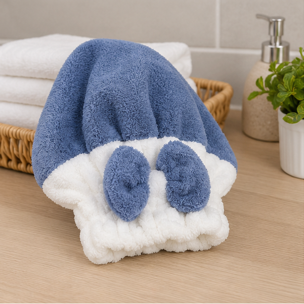 Blue Cute Microfiber Hair Towel Cap (YM375)
