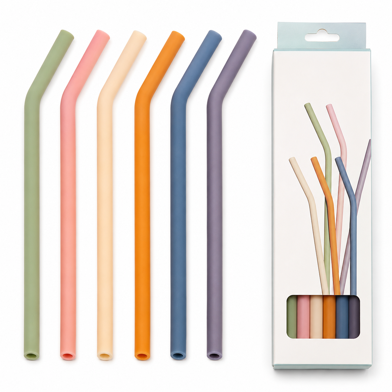 Reusable Bent Drinking Straw Set of 6 (YM144)