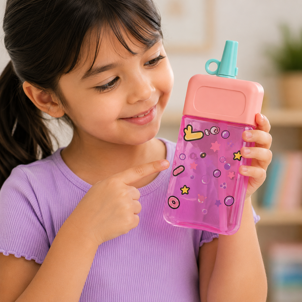 Cute Kids Cartoon Sipper Bottle – Pink(YM505)