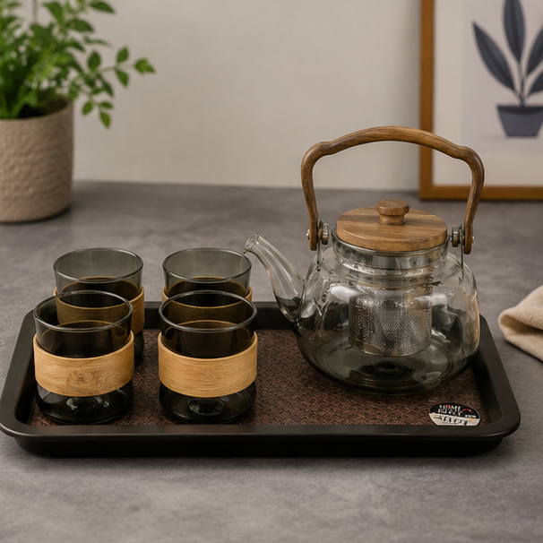 Glass Teapot with Tea Cups Serving Set (YM2395)