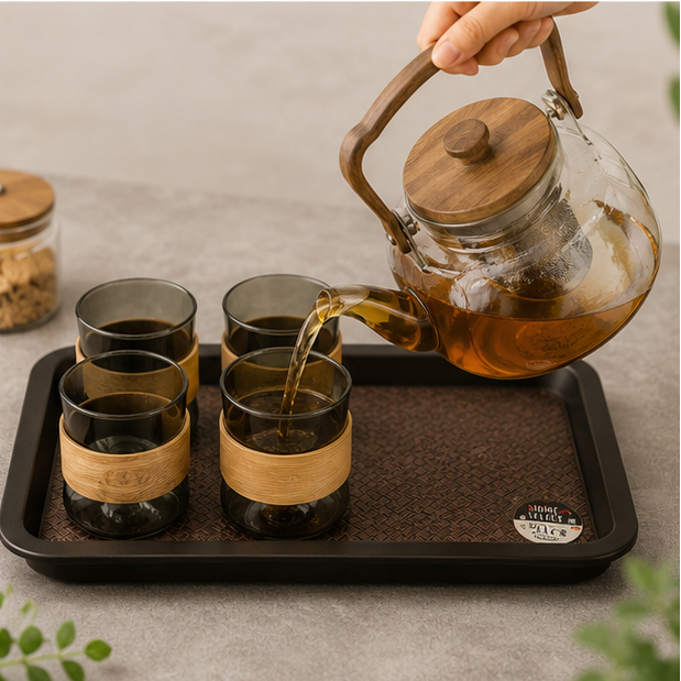 Glass Teapot with Tea Cups Serving Set (YM2395)