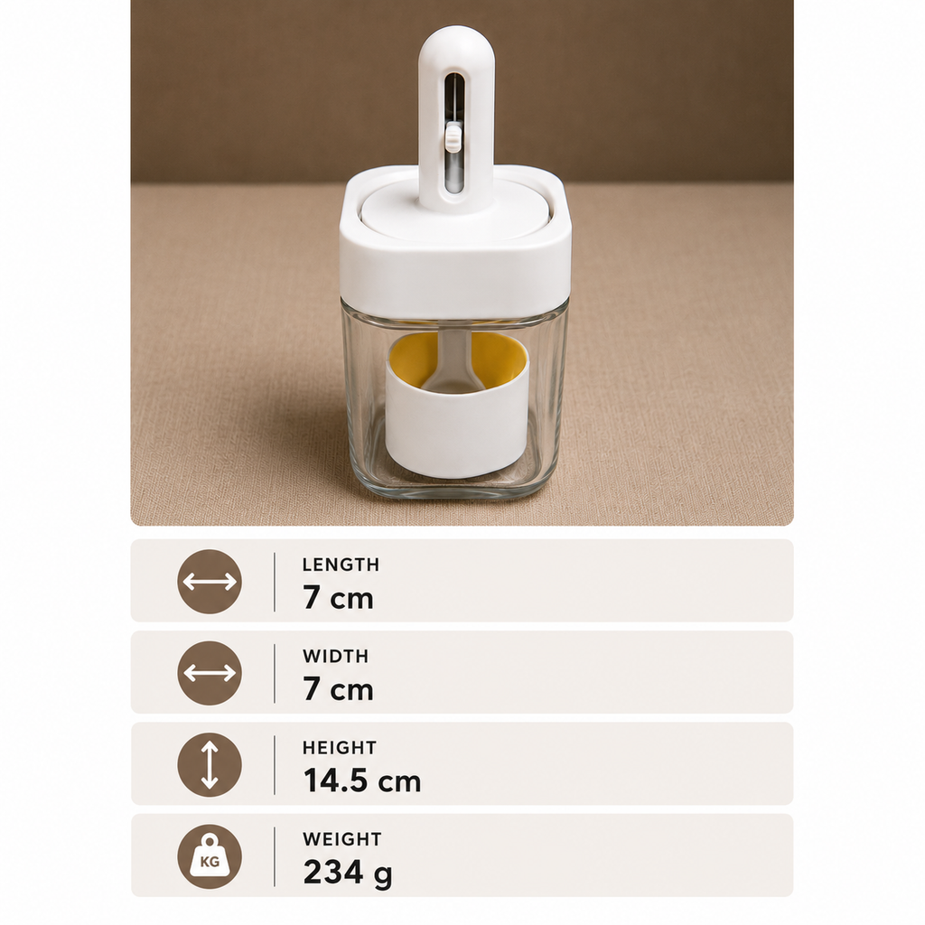 White Glass Square Storage Jar with Scoop(YM1261)