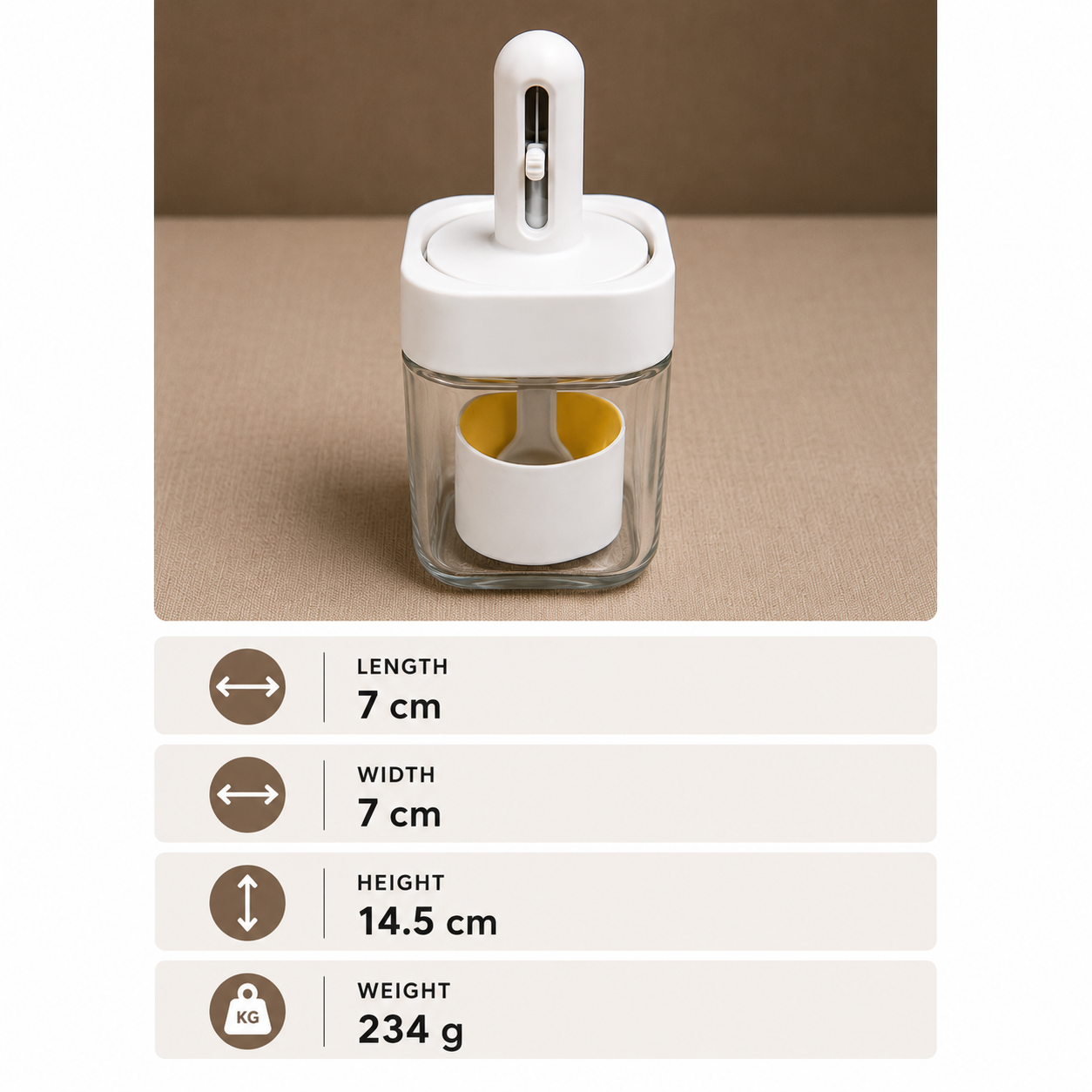 White Glass Square Storage Jar with Scoop(YM1261)