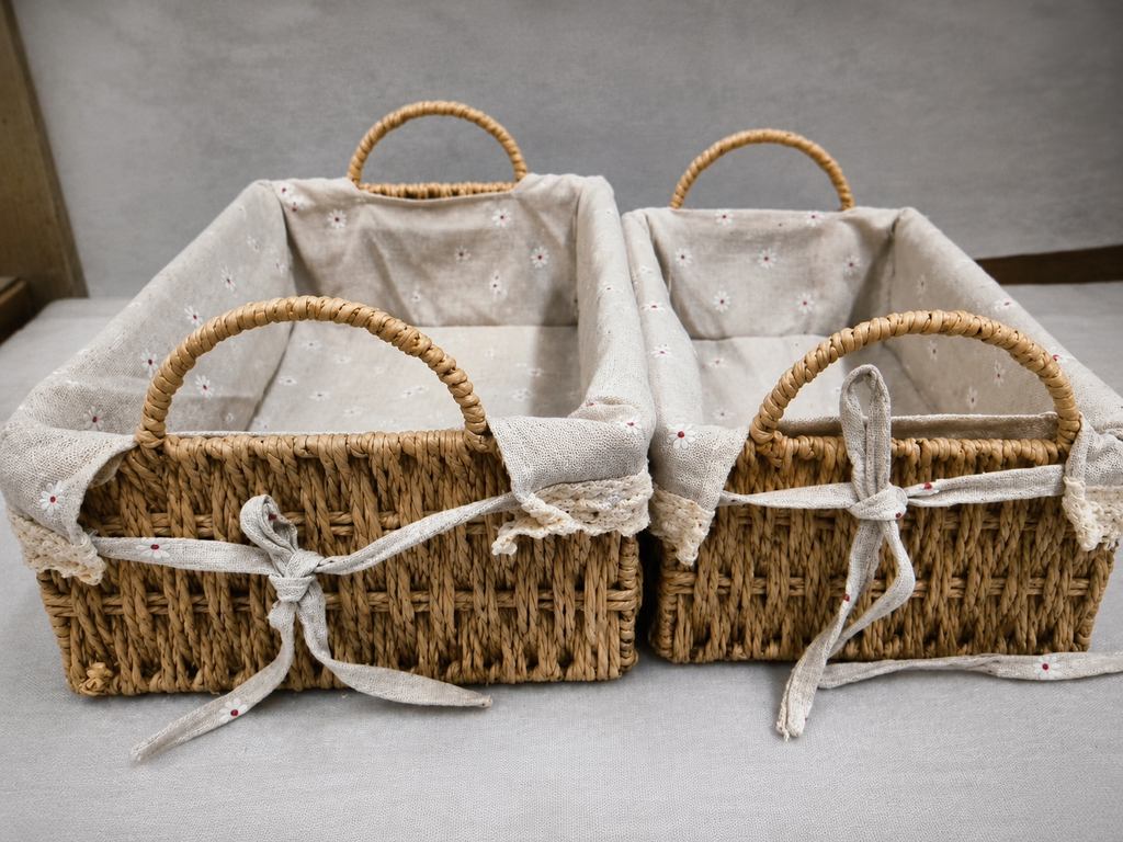 Ceramic Storage Basket Set with Fabric Lining(YM917)